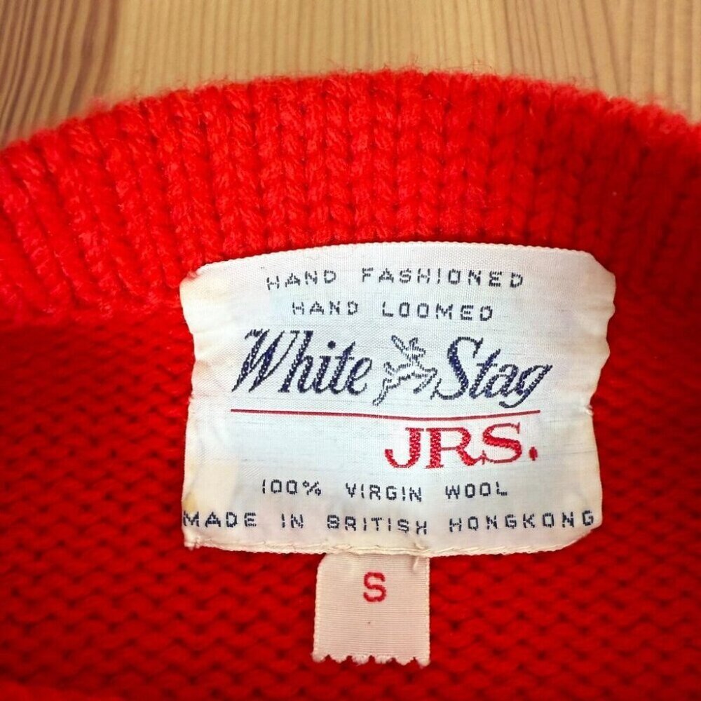 White Stag Jrs Women's Wool Sweater Vintage Colorblock Red Funky Half Sleeve S - Picture 5 of 9